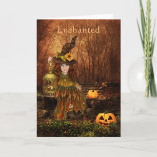 Carte Voeux d'anniversaire d'Halloween enchantés