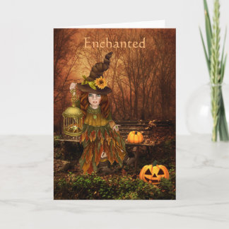 Carte Voeux d'anniversaire d'Halloween enchantés
