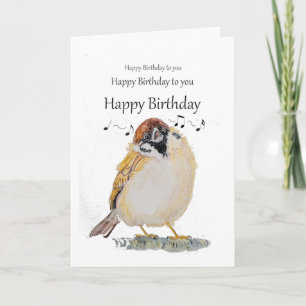 Carte Vœux d'anniversaire drôles Mignon oiseau moineau c