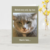 Carte Voeux d'anniversaire du chat (Fleur jaune)