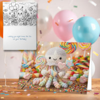 Vœux d'anniversaire d'une pieuvre au crochet Color