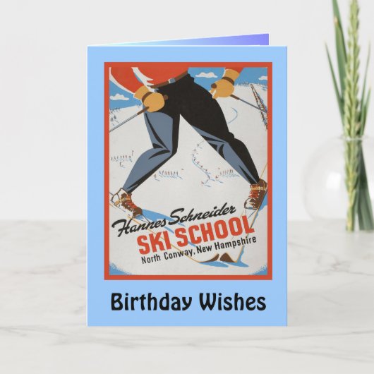 Carte Voeux d'anniversaire, École de ski Hannes Schneide (Devant)