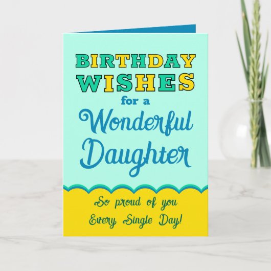 Carte voeux d'anniversaire fille bleu vert (Devant)