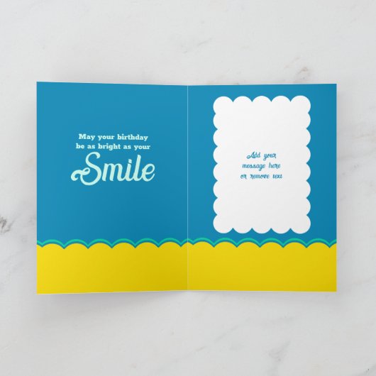 Carte voeux d'anniversaire fille bleu vert (Intérieur)