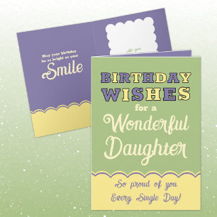 Carte voeux d'anniversaire fille violet vert