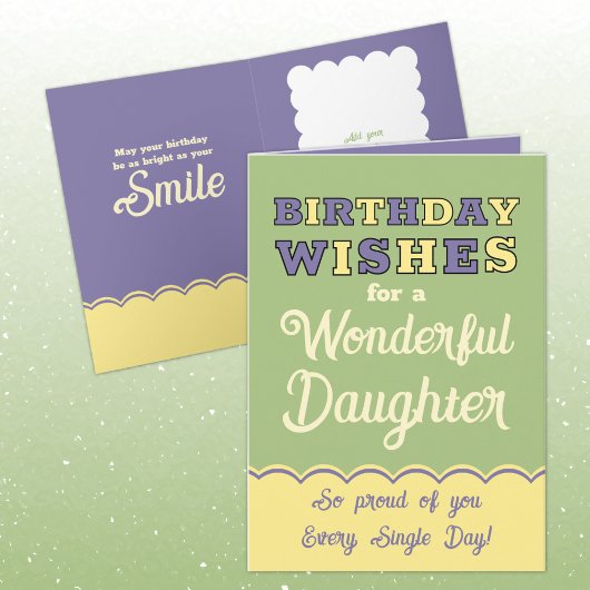 Carte voeux d'anniversaire fille violet vert