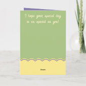 Carte voeux d'anniversaire fille violet vert (Dos)