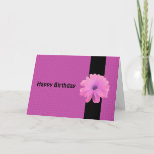 Carte Vœux d'anniversaire Fleur Rose Ruban Noir