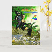 Carte voeux d'anniversaire Granddgirl age 4 d'une fée (Fleur jaune)