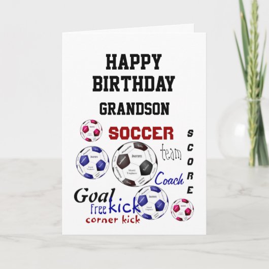 Carte Voeux d'anniversaire Grandson Soccer Fun (Devant)