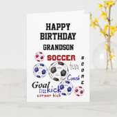 Carte Voeux d'anniversaire Grandson Soccer Fun (Fleur jaune)