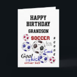 Carte Voeux d'anniversaire Grandson Soccer Fun<br><div class="desc">Motivational Soccer Game,  Sports Words faire une carte amusante pour l'anniversaire du grand fan de football de Grand-fils</div>