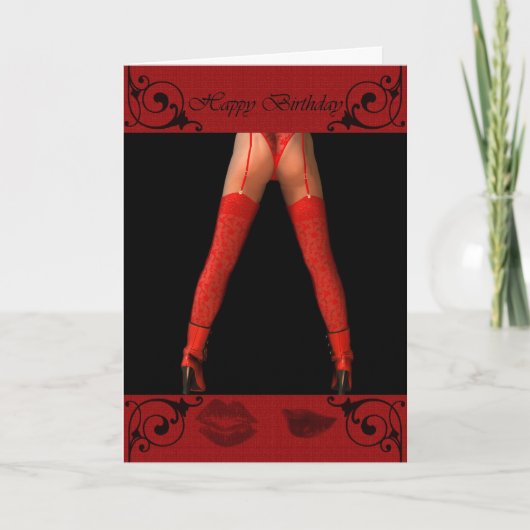 Carte voeux d'anniversaire jambes rouges (Devant)