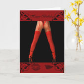 Carte voeux d'anniversaire jambes rouges (Fleur jaune)