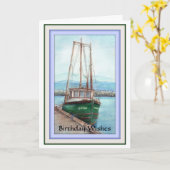 Carte Voeux d'anniversaire, Masculine, Bateau de pêche (Fleur jaune)