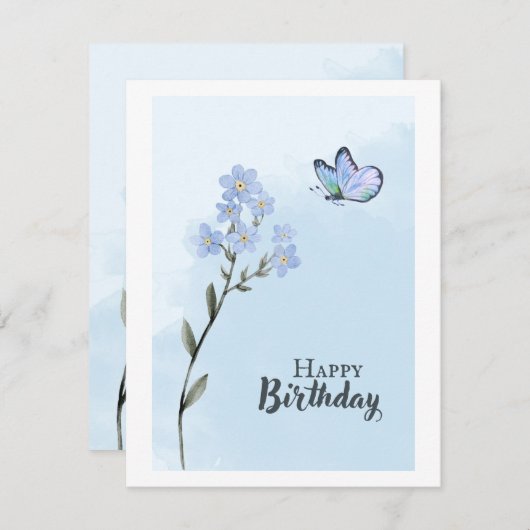 Carte "Voeux d'anniversaire papillon" (Devant / Derrière)