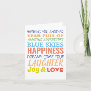 Carte Vœux d'anniversaire personnalisés arc-en-ciel colo