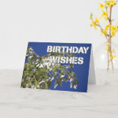 Carte Vœux d'anniversaire Peuplier feuillu, ciel bleu (Fleur jaune)