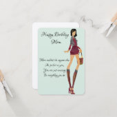 Carte voeux d'anniversaire pour maman (Devant/Arrière en situation)