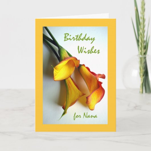 Carte Voeux d'anniversaire pour Nana Mango Calla Lilies (Devant)