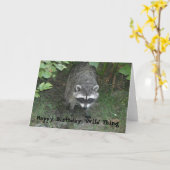 Carte Voeux d'anniversaire - Raccoon (Fleur jaune)