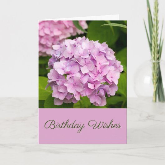 Carte Voeux d'anniversaire rose Hydrangea (Devant)