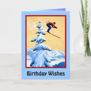 Carte Voeux d'anniversaire, Saut à ski