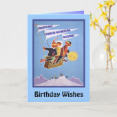 Carte Voeux d'anniversaire, Ski Bavaria, Allemagne (Fleur jaune)