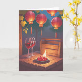 Carte Vœux d'anniversaire vin (Fleur jaune)