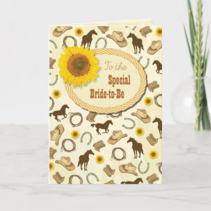 Carte Vœux de Fête de Fiançailles Western & Tournesol