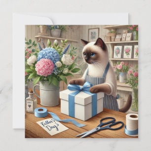 Carte Voeux de Fête des pères Amoureux des chats pour le