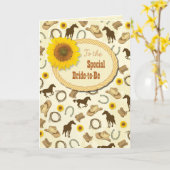 Carte Vœux de Fiançailles Western & Tournesol (Fleur jaune)