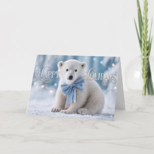Carte Vœux de Joyeuses Fêtes avec un ours polaire mignon