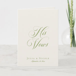 Carte Vœux de mariage calligraphiés en ivoire vert class