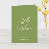 Carte Vœux de mariage calligraphiés en ivoire vert class (Fleur jaune)