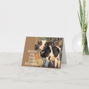 Carte VOEUX DE MEUH POUR TON **21e ANNIVERSAIRE**