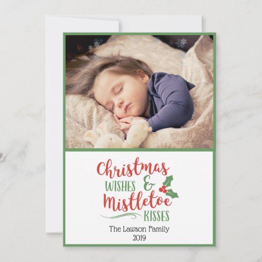 Carte Voeux de Noël et bisous de mélèze (Devant)