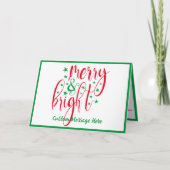 Carte Vœux de Noël Joyeux et Lumineux Rouge Vert  (Devant)