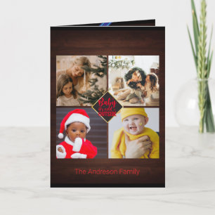 Carte Voeux de Noël Lovely Wood Family Photo Collage