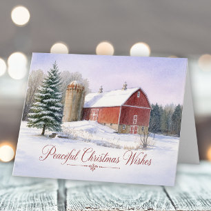 Carte Vœux de Noël paisibles Grange rouge rustique de ca