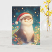 Carte Vœux de saison de la part de la loutre (Fleur jaune)