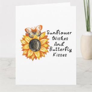 Carte Vœux de Tournesol Et Baisers de Papillon, Tourneso