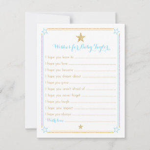 Carte Vœux de Twinkle Little Star pour Bébé Bleu Or
