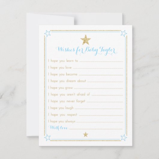 Carte Vœux de Twinkle Little Star pour Bébé Bleu Or (Devant)