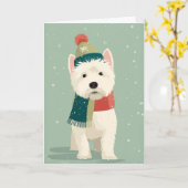 Carte Vœux de vacances Westie (Fleur jaune)