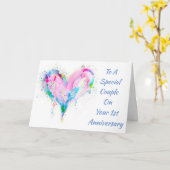 CARTE *VOEUX DU 1ER ANNIVERSAIRE* ***COUPLE SPÉCIAL*** (Fleur jaune)