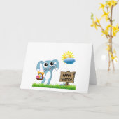 Carte Vœux du lapin de Pâques pour un Joyeux Pâques (Fleur jaune)