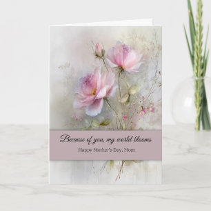 Carte Vœux Élégants de Fête des Mères Rose Rose Classiqu