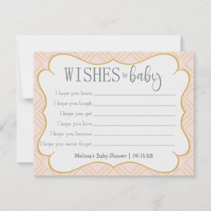Carte Vœux géométriques rose pastel et or pour bébé