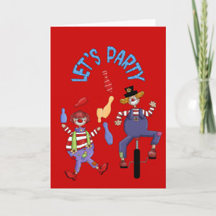 Carte Vœux joyeux anniversaire Clown de cirque